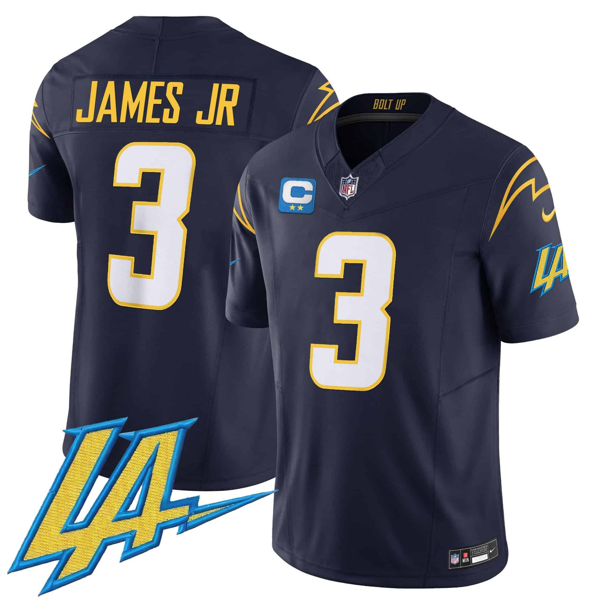 Men Los Angeles Chargers 3 James jr Drak Blue 2024 Nike Vapor Limited NFL Jersey